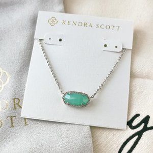 Kendra Scott Pendant Necklace - Elisa Chalcedony Glass Silver